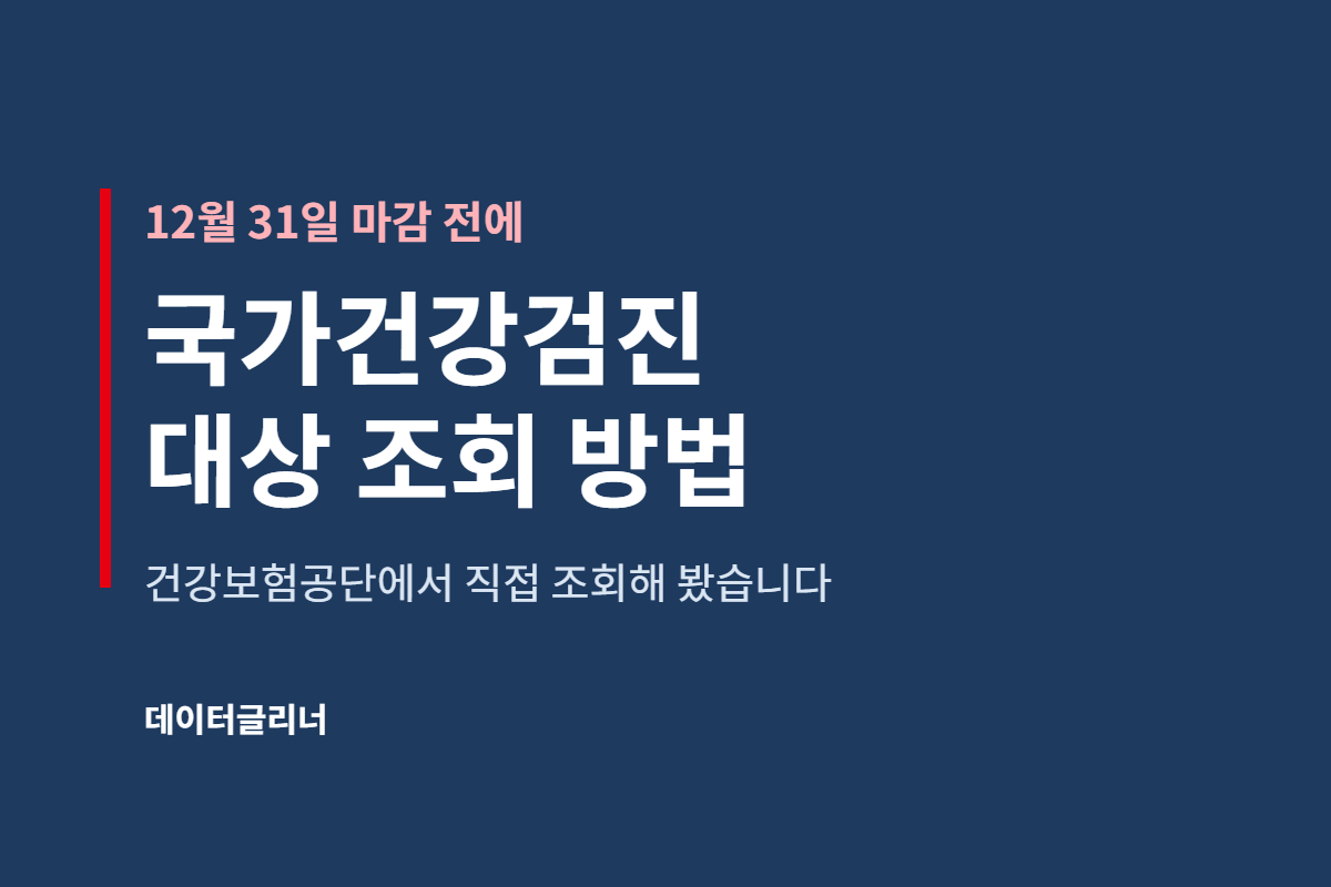 국가건강검진 대상 조회 방법, 12월 31일 마감 전에 직접 확인해 봤습니다 대표 이미지