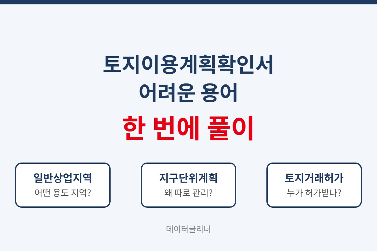 토지이용계획확인서 용어 풀이: 일반상업지역·지구단위계획구역·토지거래허가구역 뜻 한 번에