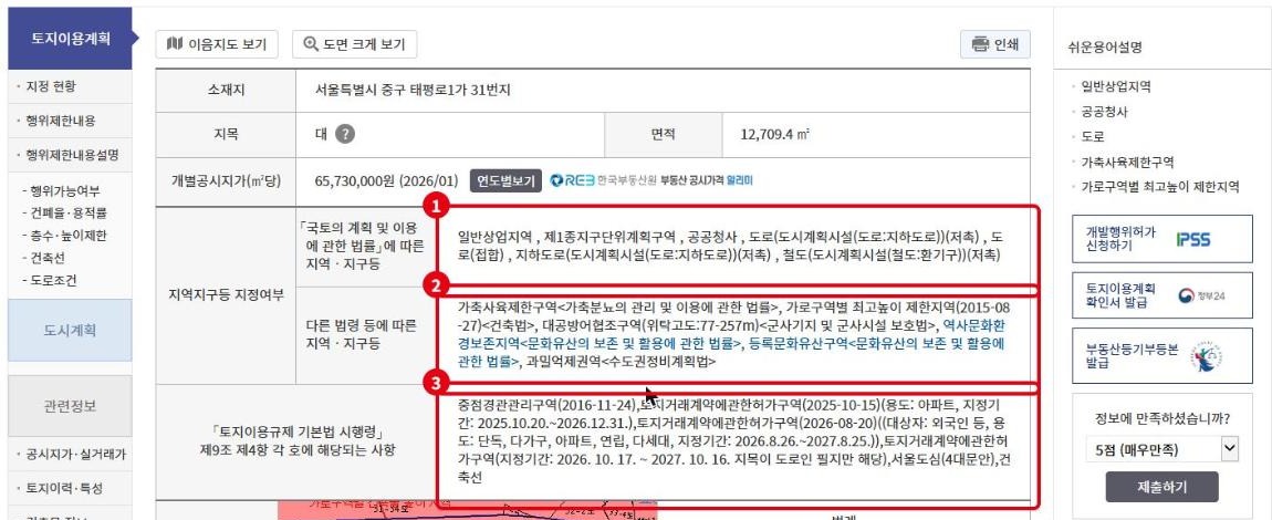 지역지구등 지정여부 세 가지 구분